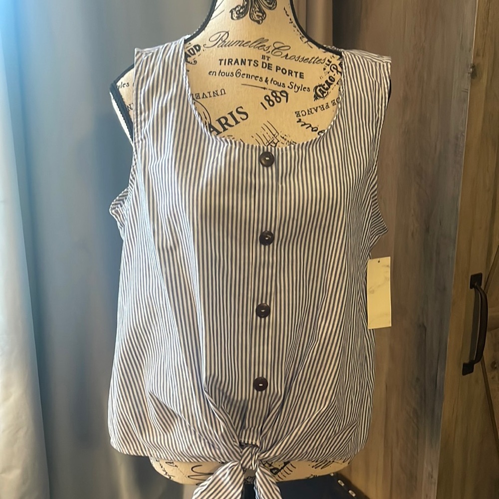 2 for $20 Cute blue and white sleeveless top